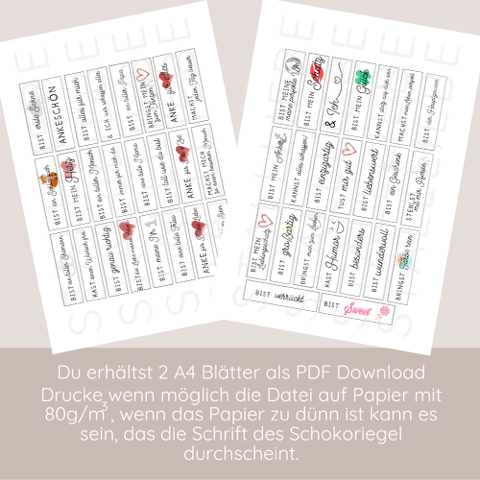 DIY | Geschenk - Schokoriegel - Liebes & Freundschaftsbotschaften