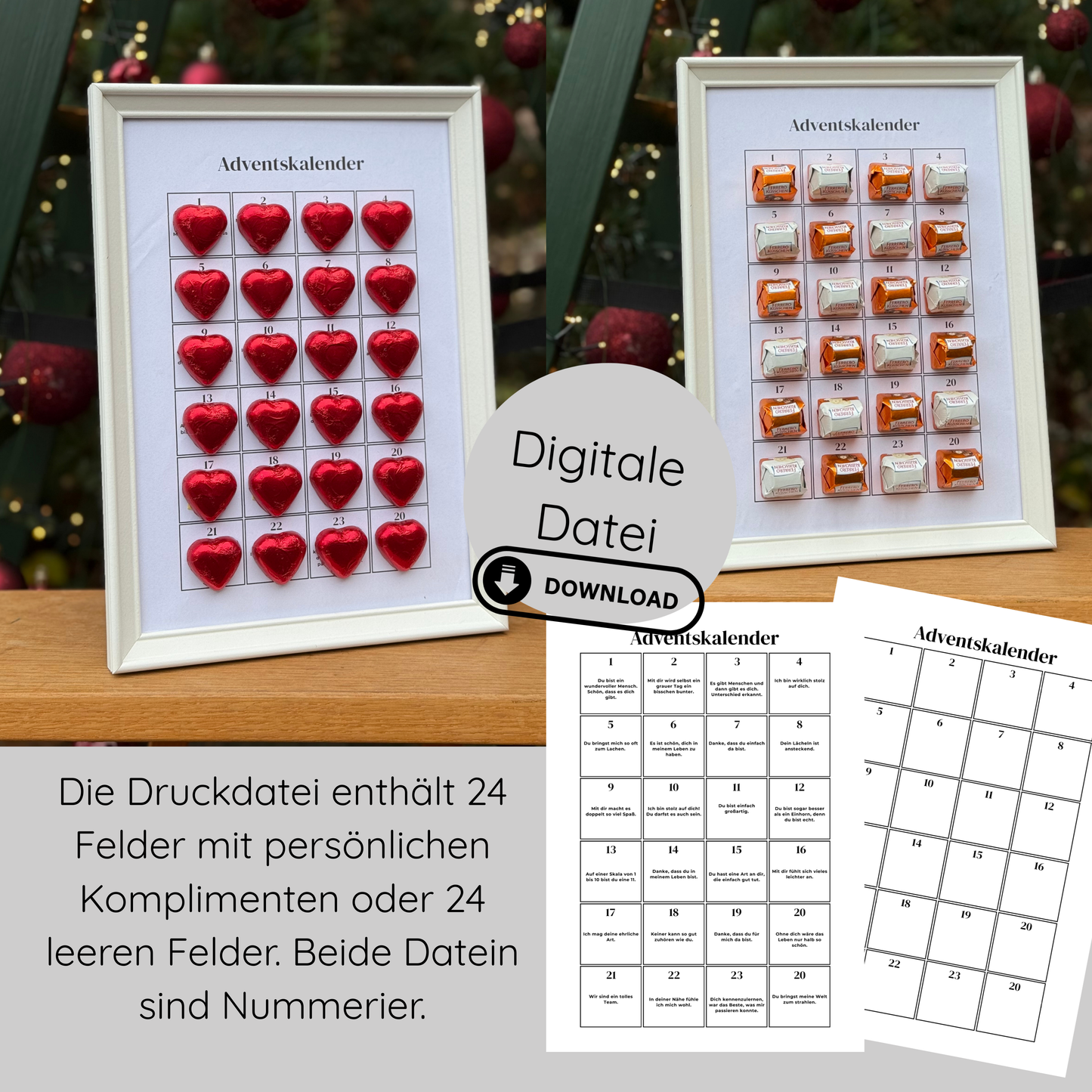 DIY | Adventskalender - Komplimente für Schokopralinen