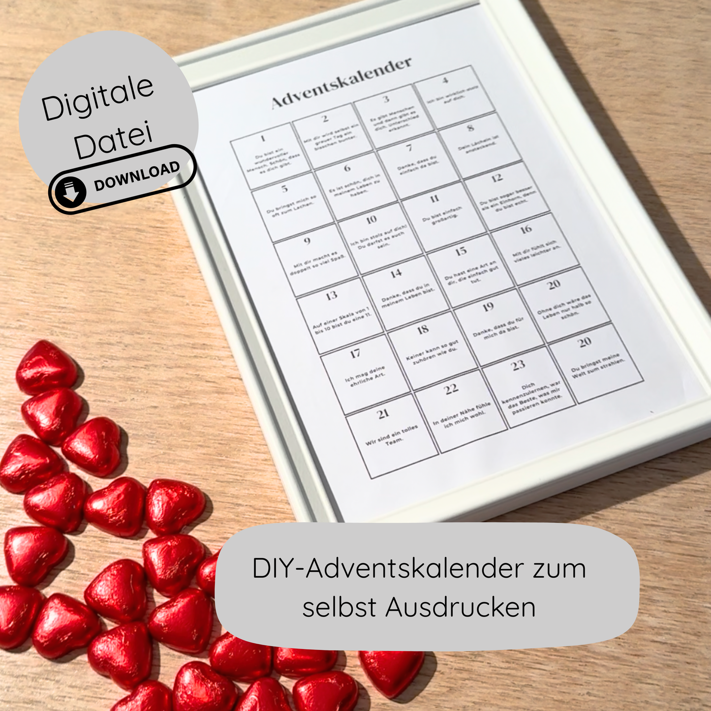 DIY | Adventskalender - Komplimente für Schokopralinen