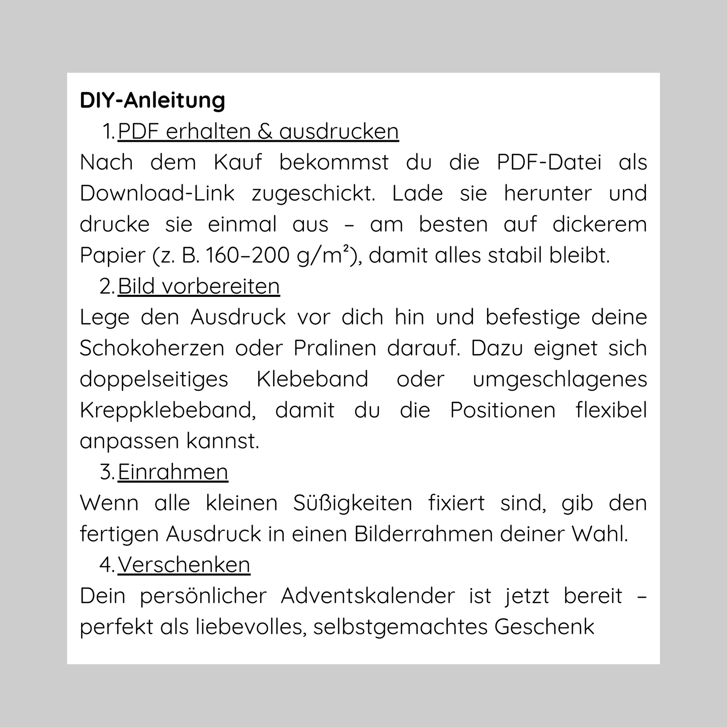 DIY | Adventskalender - Komplimente für Schokopralinen